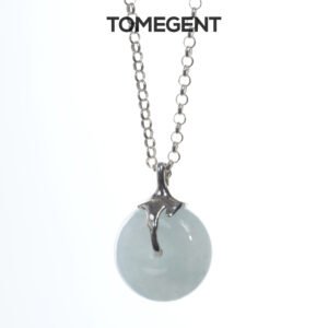 TOMEGENT Liquid‑Metal Donut Pendant, 925 Silver Inlaid Jadeite (B01)