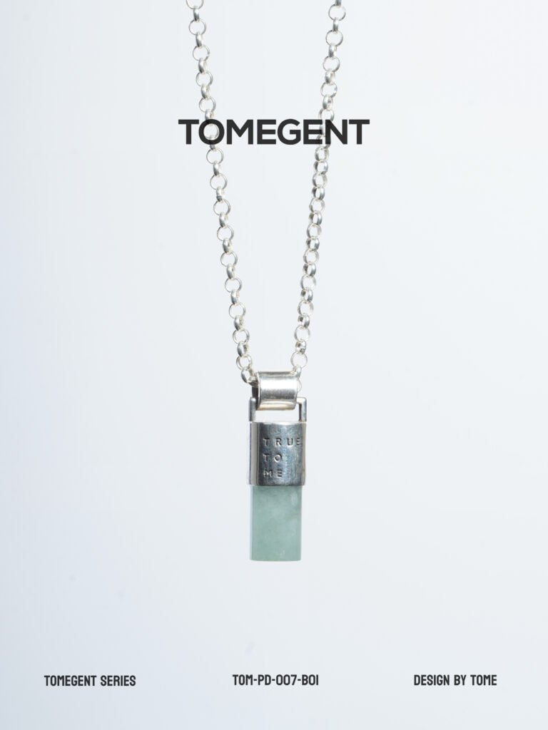 TOMEGENT Substance Series Sterling Silver Inlaid Jadeite Pendant | TOM‑PD‑007‑B01