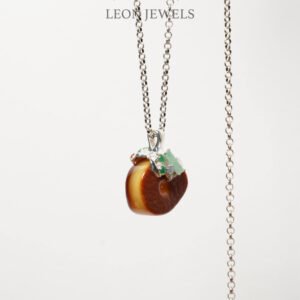 Leon Jewels Holiday Pendant, 925 Silver Inlaid Amber & Jadeite (B01)