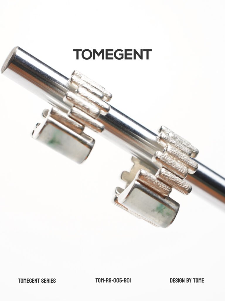 TOMEGENT ELEMENT Series Sterling Silver Inlaid Jadeite Ring | TOM-RG-005-B01