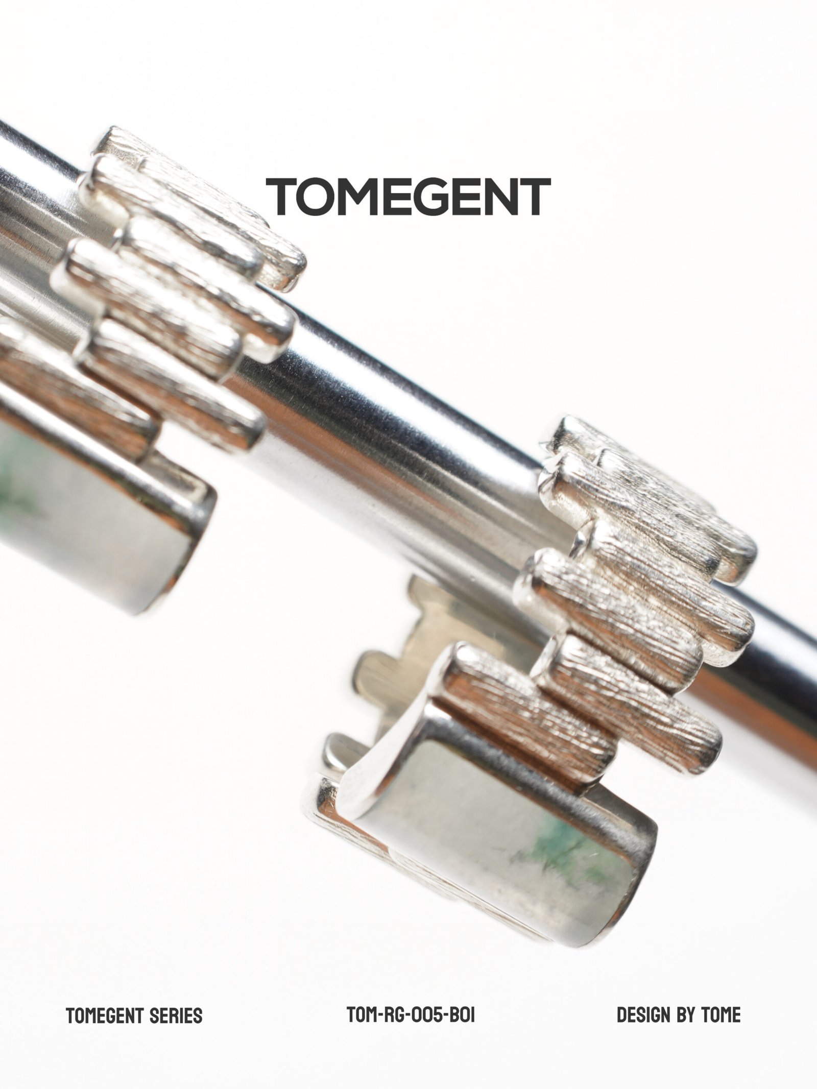 TOMEGENT ELEMENT Series Sterling Silver Inlaid Jadeite Ring | TOM-RG-005-B01 - Image 4