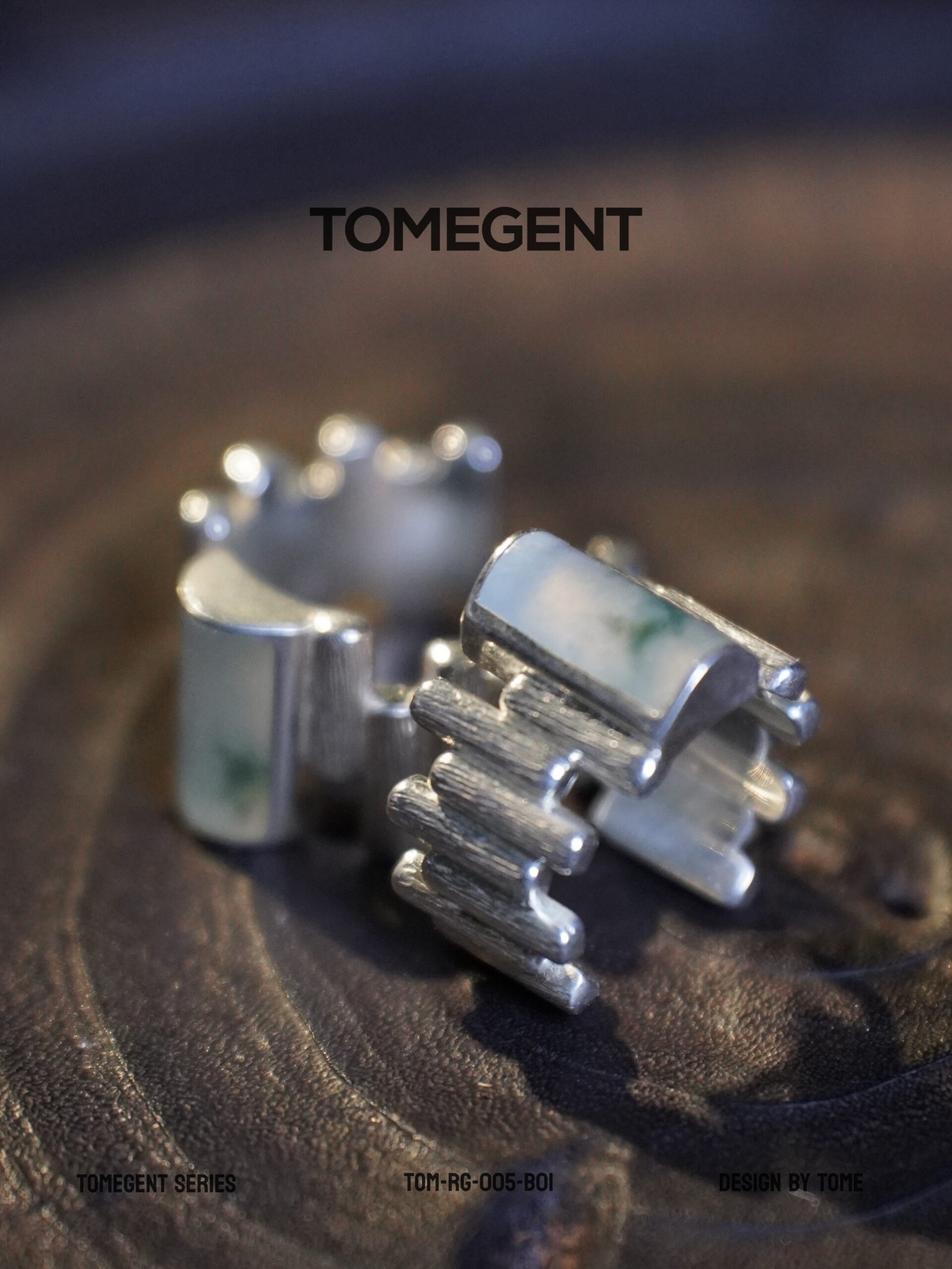 TOMEGENT ELEMENT Series Sterling Silver Inlaid Jadeite Ring | TOM-RG-005-B01 - Image 5
