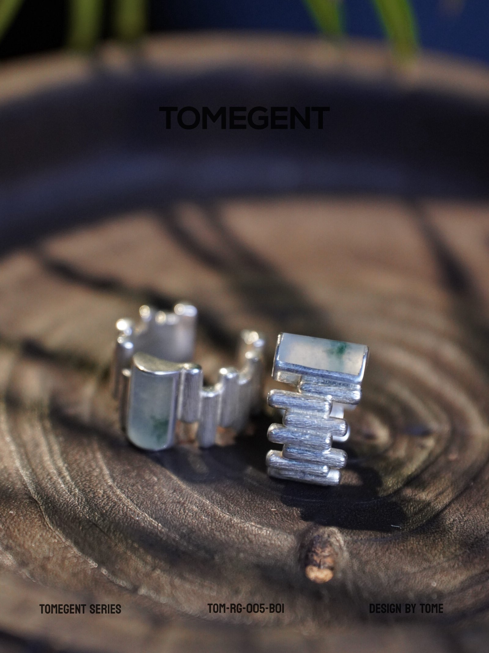TOMEGENT ELEMENT Series Sterling Silver Inlaid Jadeite Ring | TOM-RG-005-B01 - Image 2