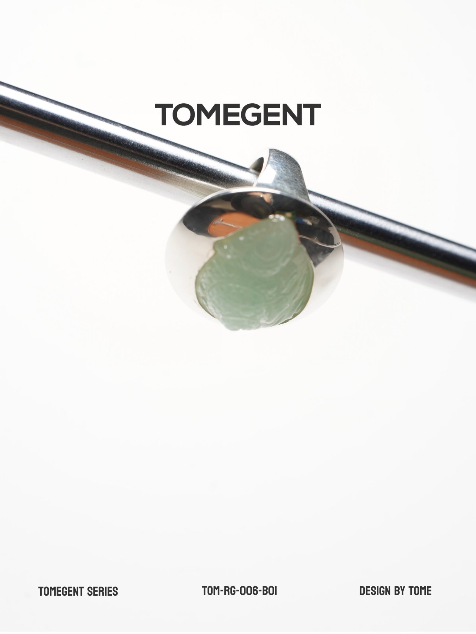 TOMEGENT SPECIMEN Series Sterling Silver Inlaid Jadeite Ring | TOM-RG-006-B01 - Image 3