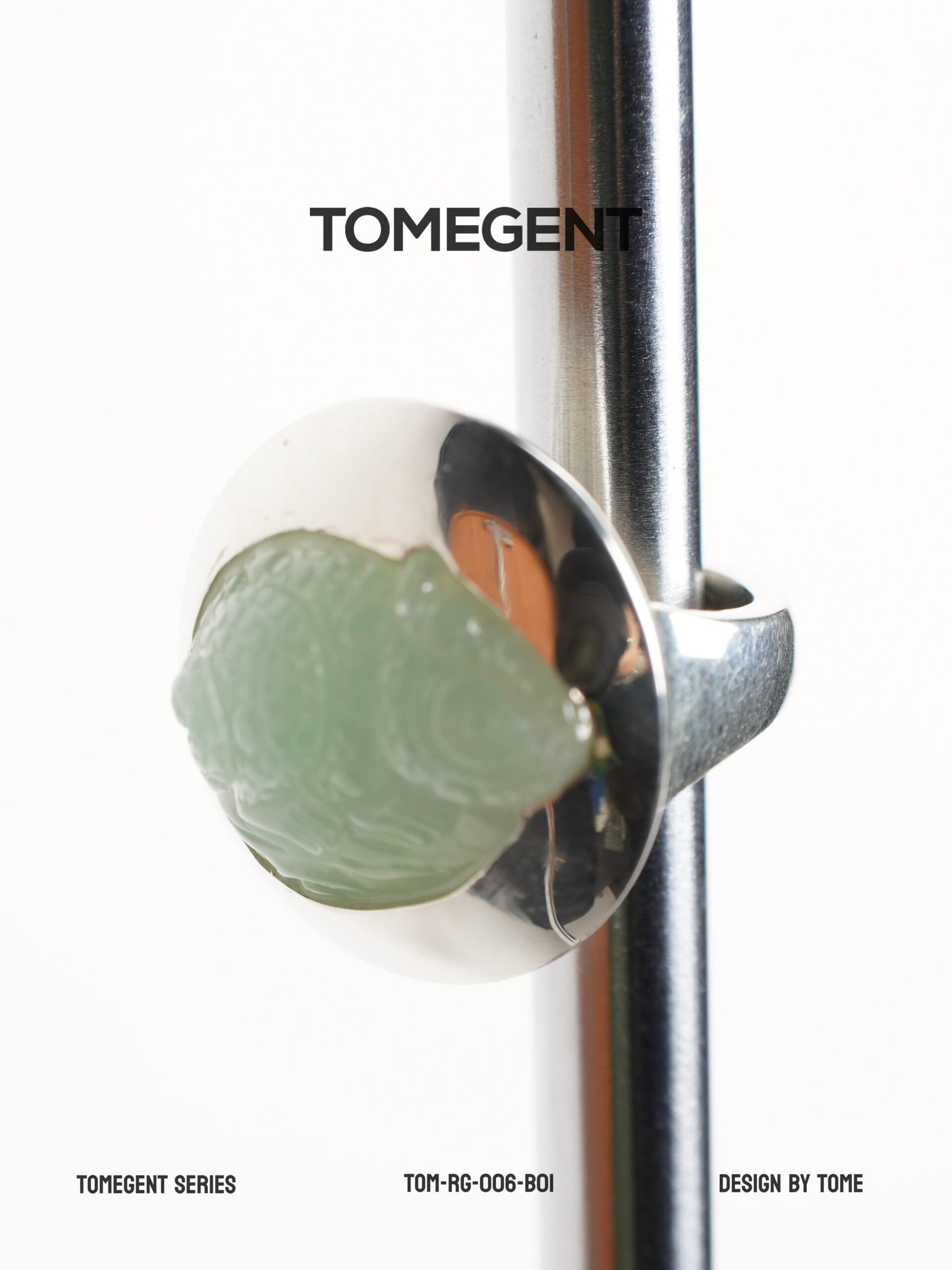 TOMEGENT SPECIMEN Series Sterling Silver Inlaid Jadeite Ring | TOM-RG-006-B01 - Image 4