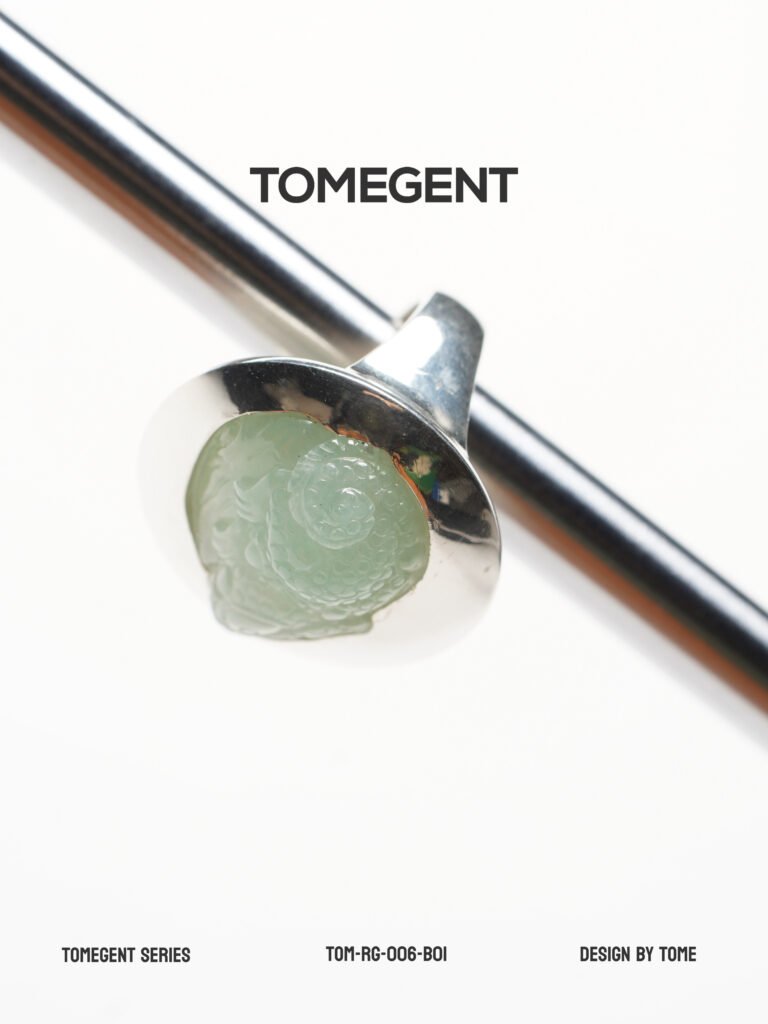 TOMEGENT SPECIMEN Series Sterling Silver Inlaid Jadeite Ring | TOM-RG-006-B01
