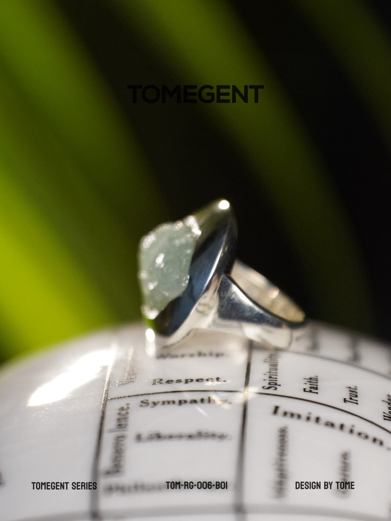 TOMEGENT SPECIMEN Series Sterling Silver Inlaid Jadeite Ring | TOM-RG-006-B01 - Image 6