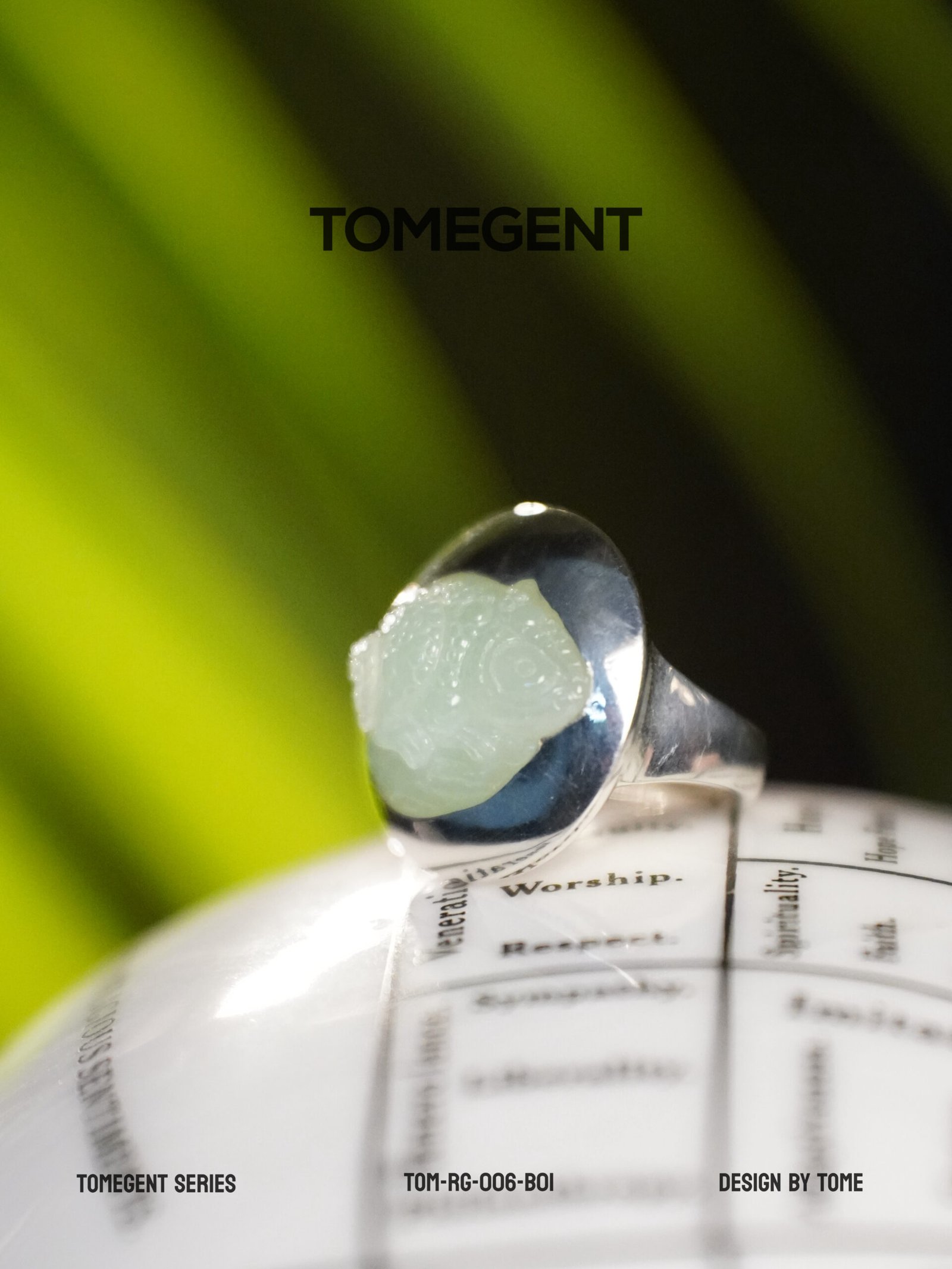 TOMEGENT SPECIMEN Series Sterling Silver Inlaid Jadeite Ring | TOM-RG-006-B01 - Image 2