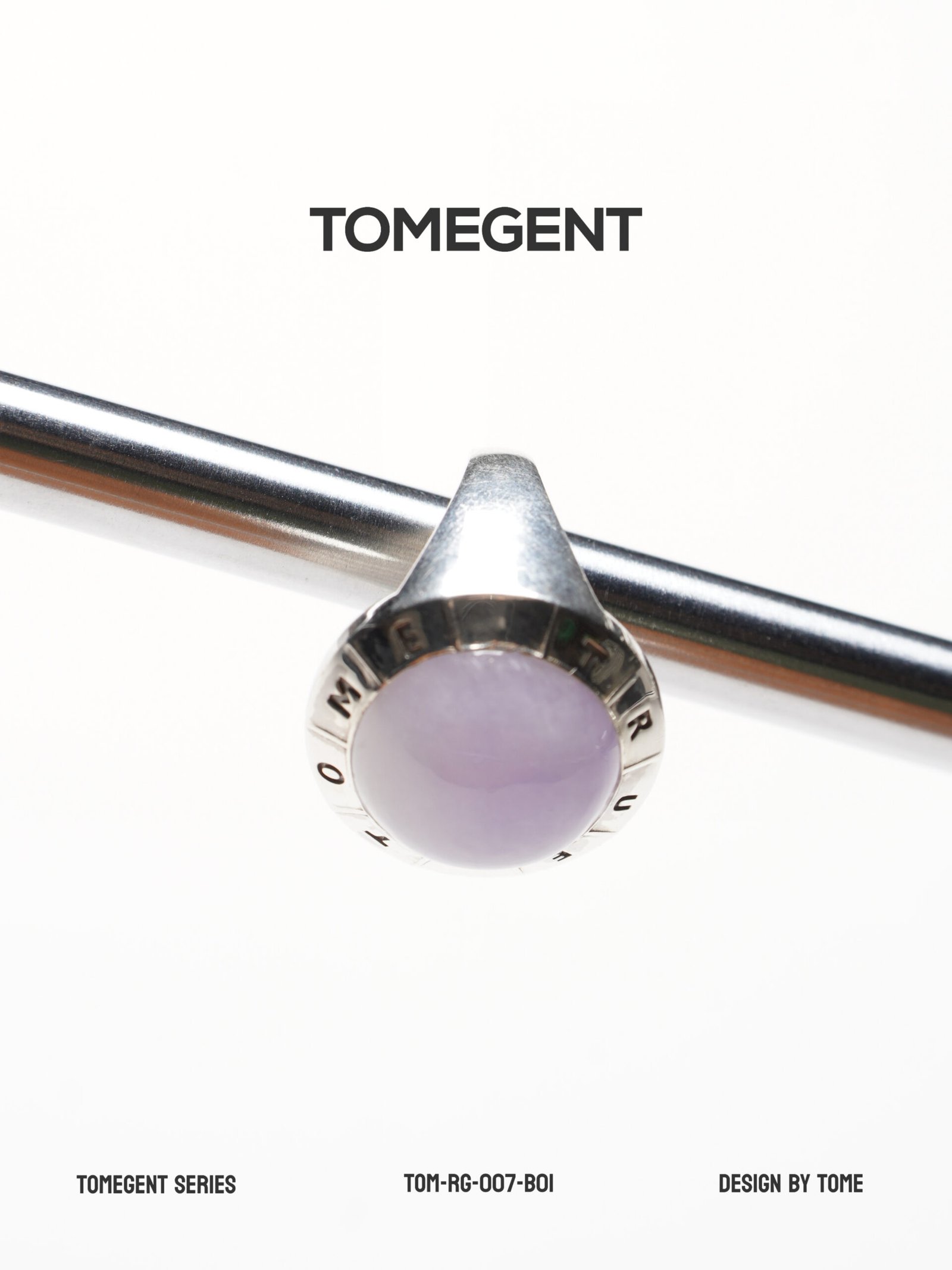 TOMEGENT SPACE BOUND Series Sterling Silver Inlaid Jadeite Ring | TOM‑RG‑006‑B01 - Image 3