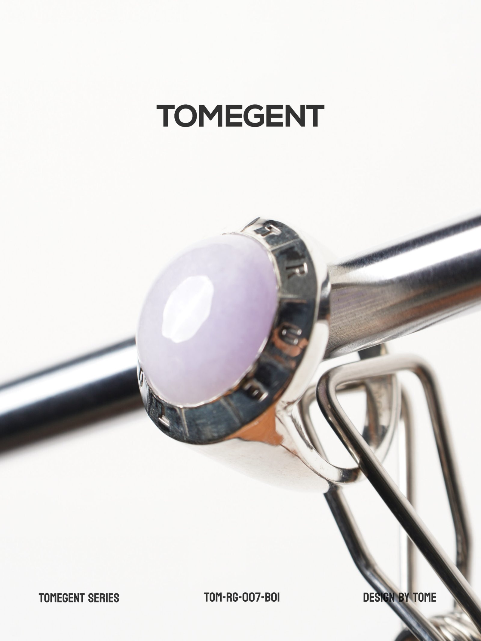 TOMEGENT SPACE BOUND Series Sterling Silver Inlaid Jadeite Ring | TOM‑RG‑006‑B01 - Image 4