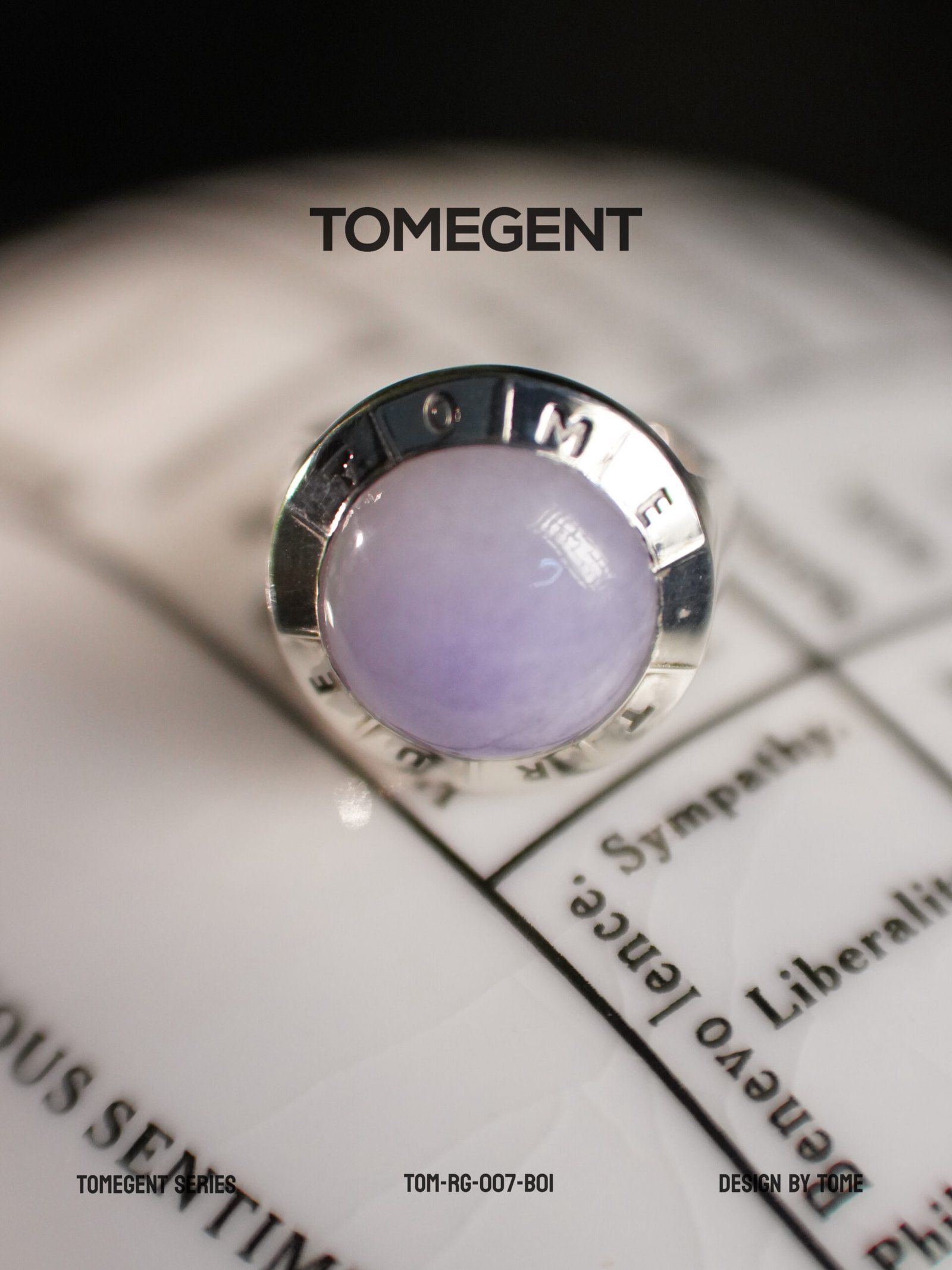 TOMEGENT SPACE BOUND Series Sterling Silver Inlaid Jadeite Ring | TOM‑RG‑006‑B01 - Image 5