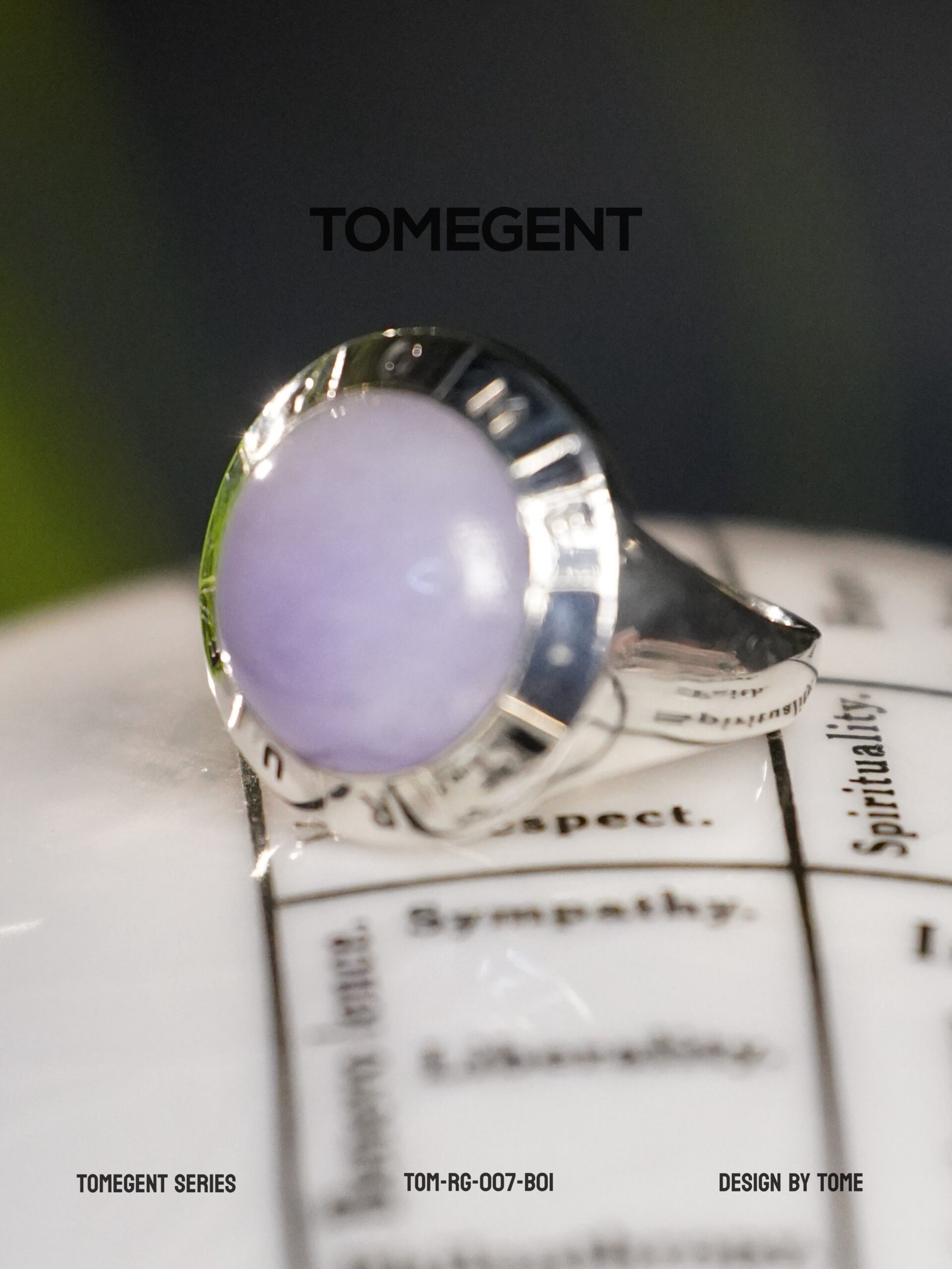 TOMEGENT SPACE BOUND Series Sterling Silver Inlaid Jadeite Ring | TOM‑RG‑006‑B01 - Image 2